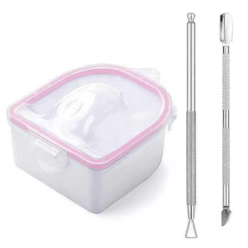 Nail Soaking Bowl, Soak Off Gel Polish Dip Powder Remover Manicure Bowl with Triangle Cuticle Peeler and Stainless Steel Cuticle Pusher Nail Art Tool (Pink-3pcs set) - Image 1
