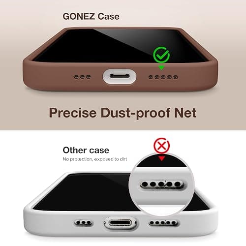 GONEZ Magnetic for iPhone 14 Case, Compatible with Magsafe, with Screen Protector + Camera Protector, Anti-Scratch Microfiber Lining, Liquid Silicone Shockproof Protective Phone Case, Brown thumbnail 5