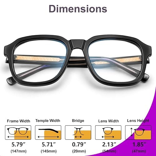 VISOONE Oversized Square Blue Light Blocking Glasses Fashion Computer Eyewear for Women and Men BENNETT thumbnail 6