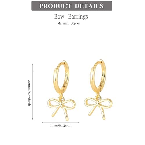 Bow Earrings for Women Pearl Bow Hoop Earrings Gold Silver Drop Dangle Earrings Trendy Bow Pearl Jewelry for Wedding Party thumbnail 5