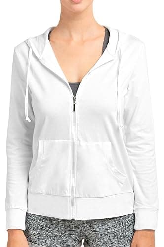 Sofra Women's Thin Cotton Zip Up Hoodie Jacket thumbnail 4