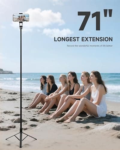 RISEOFLE Phone Tripod & Selfie Stick, 180cm Aluminum All in One Extendable Tripod for Smartphone, Portable Travel Phone Stand for Filming, with Wireless Remote for iPhone/Samsung/Android/Camera thumbnail 3