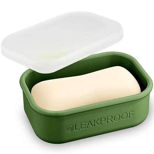 Quatish Compact Leakproof Travel Soap Case, Silicone Soap Box with Draining Layer, Enhanced Soap Container, Suitable for Camping, Gym, Bathroom, Outdoor Essentials, Green - Image 1