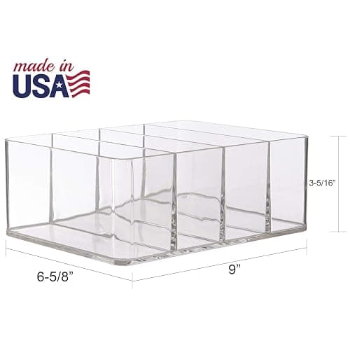 STORi 4-Compartment Clear Plastic Organizer, Rectangular Divided Makeup and Vanity Storage Bin, Use Upright for Eyeshadow Palettes, Made in USA thumbnail 3