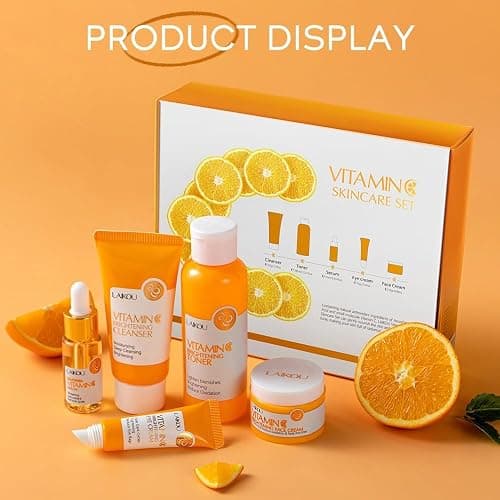 Vitamin C Skincare Set, Moisturizing Face Skin Care Kit with Facial Cleanser, Face Serum, Face Cream, Eye Cream, Toner For Hydrating Skin, Anti-Aging Skin thumbnail 8