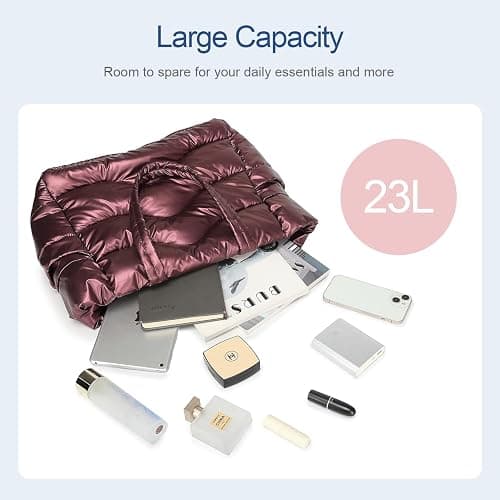 Y.U.M.C. Quilted Puffer Tote Bag for Women- Stylish Multi-Way Carrying Shoulder Bag with Laptop Compartment thumbnail 2