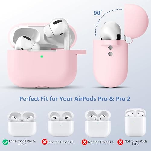 Dgege for Airpods Pro 2 Case with Cleaner Kit,Soft Silicone Full Protective Cover for AirPods Pro Case Women Men,Compatible for Apple Airpods Pro 2/Pro with Keychain,Front LED Visible, Lightpink thumbnail 2