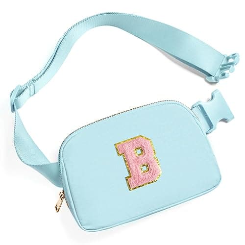 Gitus Gifts for 7 8 9 10 11 Year Old Girls Belt Bag Fanny Pack Crossbody Bags with Initial Letter Patch Birthday Gifts for Daughter Sister Friends Teen girls (Icing Blue-B) - Image 1