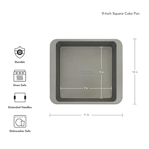 KitchenAid 9in Nonstick Aluminized Steel Square Cake Pan, Contour Silver thumbnail 2