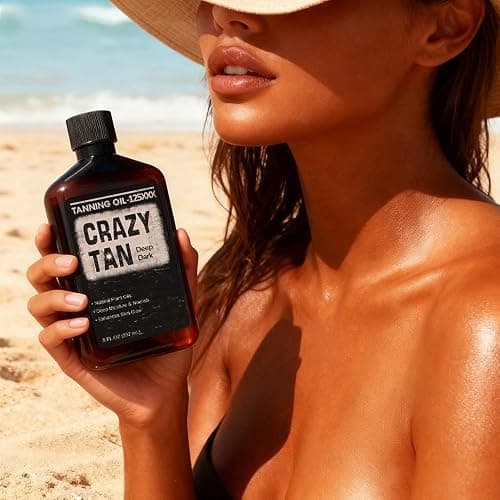Crazytan Tanning Oil 125xxx 8oz Deep Dark Natural Oil– Fresh Citrus Scent – Made in USA thumbnail 6