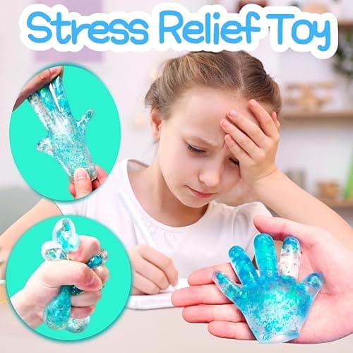 1Pcs Slow Rise Glitter Squishy Ball Fake Hand Sugar Stress Balls for Adults&Kids Novelty Squeeze Toy Sensory Fidget Toys Stress Relief Squishies for Party Favors Classroom Prizes (Blue) thumbnail 4