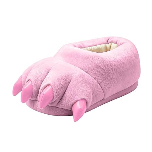Kids Furry Paws Slippers Boys Girls Cute Funny Slipper Shoes 7-12Y | Plush Furry Monster Cat Paw Slipper Flannel Animal Claw Winter Boots Props Halloween Christmas Birthday Holiday Party Costume thumbnail 4