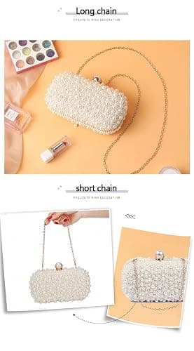 YYIHER Women's Evening Handbags Pearl Clutch Purse Beaded bag Bridal Clutch wedding Purse - Pearl Clutch thumbnail 5