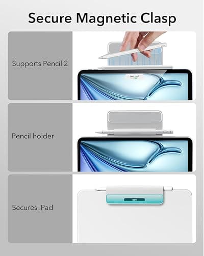 ESR for iPad Air 11/Pro 11 Inch Case with Keyboard,Quick-Set Magnetic Stand | For iPad Air 5/4th, Secure Magnetic Lock, Precision Multi-Touch Trackpad, Backlit Keys, Rebound Series, White thumbnail 7