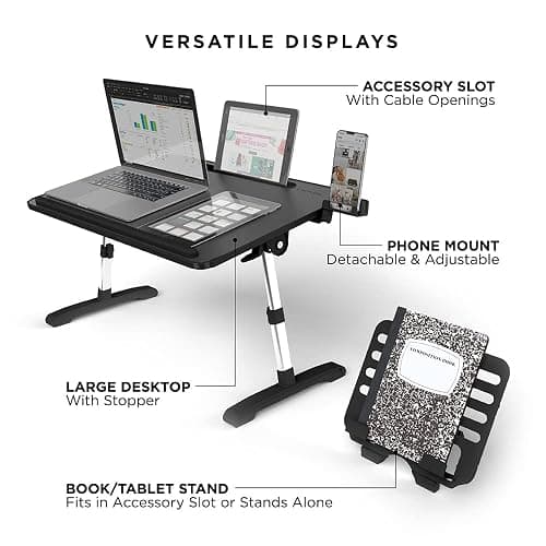 Limitless TotalDesk Portable Modern Workstation and Lap Desk with Adjustable Height & Tilt (Black) thumbnail 6