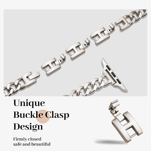 Newlibery Slim Starlight Band for Women Feminine Elegant Compatible with Apple Watch 38/40/41/42mm (S10/11) Adjustable Metal Strap Dressy Chain Bracelet for iWatch Series 11/10/9/8/7/6/5/4/SE/3/2/1 thumbnail 5