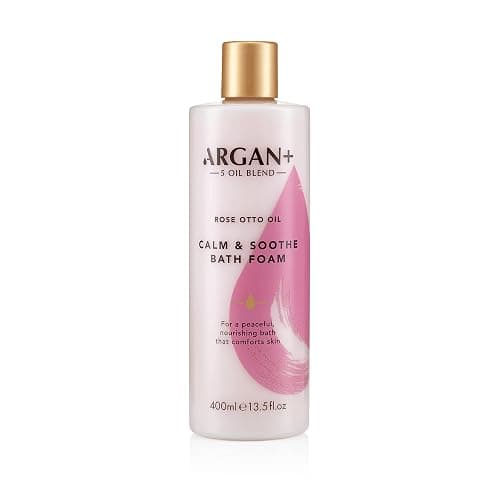 Argan+ Calm & Soothe Bath Foam, Rose Otto Oil Vegan Bubble Bath, 400ml - Image 1