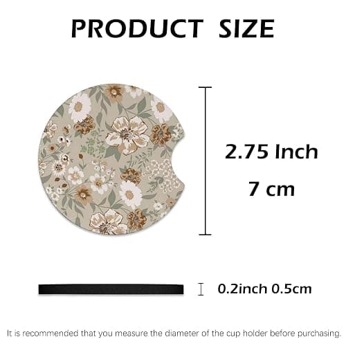 2 Pcs Car Cup Coasters, Vintage Floral Universal Non-Slip Rubber Car Coasters for Cup Holders 2.75 inch, Car Interior Accessories for Women thumbnail 3