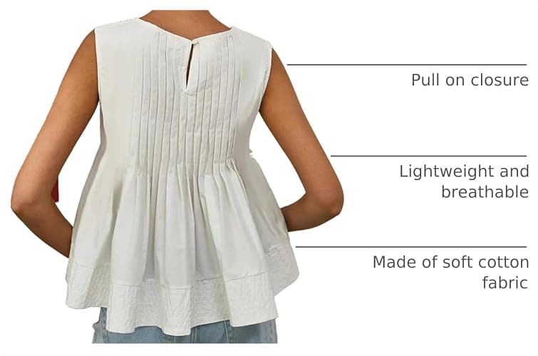 Bell Princess Women's Summer Babydoll Ruffle Tank Tops Pleated Peplum Sleeveless Blouse Round Neck Y2K Shirt thumbnail 4