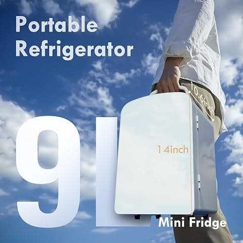 COYCYQI 9L Mini Fridge for Bedroom - Car, College Dorm Room & Office Desk 12v Portable Cooler Warmer Skincare, Beauty Makeup, Drinks, Food AC/DC Small Refrigerator with Glass Front, 110 Volts, Black thumbnail 2