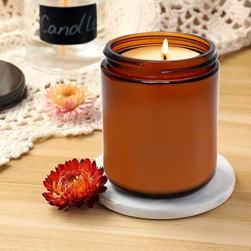 QAPPDA 8oz Amber Candle Jars Set of 30,Round Glass Jars with Black Lids,Empty 250ml Glass Candle Making Jar Bulk Thick Small Food Storage Jar for Spice,Candy,Powder thumbnail 5