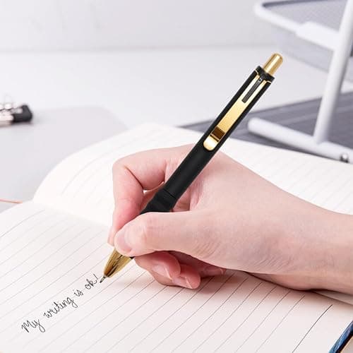 Aisibeiger Ballpoint Pens Black Ink Ball Point Pen with Super Soft Grip Medium Point 1.0mm Office Pens (Gold 12-count) thumbnail 3