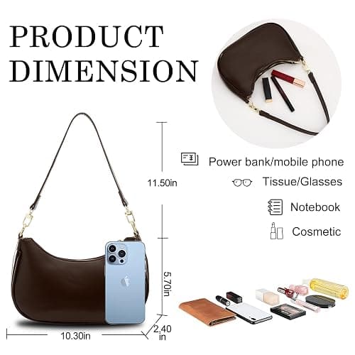 Shoulder Bags for Women Leather Cute Hobo Tote Handbag Under the Arm Purses Mini Clutch Purse with Zipper Closure thumbnail 4