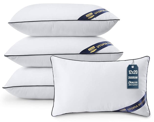 Bedding Throw Pillow Inserts (Pack of 4, White), 12 x 20 Inches Decorative Indoor Pillows for Sofa, Bed, Couch, Cushion Sham Stuffer - Image 1