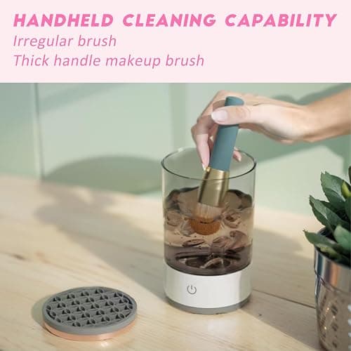 JIANGLAI Electric Makeup Brush Cleaner Machine, Automatic Spinning Cosmetic Brush Cleaner, Fits, Clear thumbnail 6