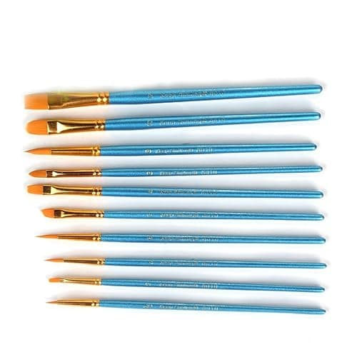10 Pieces Synthetic Hair Paint Brush Set, Blue, for Acrylic, Oil and Watercolor Painting (1 Set) thumbnail 4