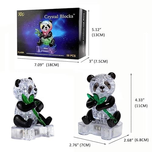 Coolplay 3D Crystal Puzzle Panda Gifts, Desk Toys with Light-Up Base 58 Pieces thumbnail 2