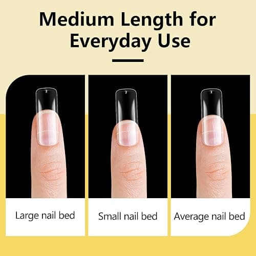 Yokilly 1000PCS Square Nail Tips and Glue, Clear Natural False Acrylic Nail Tips, Half Cover 10 Sizes French Artificial Nail Tips Manicure with Nail Clipper, Nail Files and Glue for Dip Powder Nail Salon, Home DIY thumbnail 5