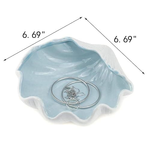 MY MIRONEY Ceramic Jewelry Dish Tray Shell Shape Rings Bracelet Trinket Holder Ocean Style Earrings Necklace Storage Jewelry Tray Decorative Key Bowl Candy Storage Holder thumbnail 3