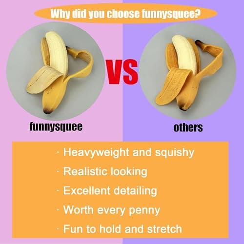 funnysquee Banana Squishies Stress Relief Soft Scented Simulation Bananas Fruit Squeeze Toys Cute Birthday Gift Novelty Toy for Kids (Yellow Banana) thumbnail 4