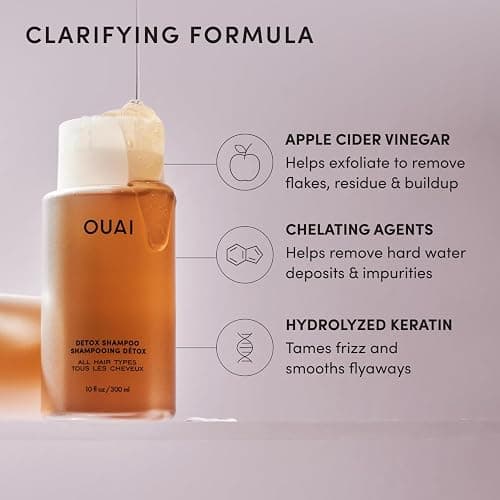 OUAI Detox Shampoo - Clarifying Shampoo for Build Up & Hard Water (16 oz) | Apple Cider Vinegar & Keratin for Clean, Refreshed Hair - Sulfate-Free Hair Care - For Dirt, Oil, Product and Hard Water thumbnail 5
