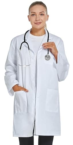 VOGRYE Women's Lab Coat Long Sleeve 3 Pocket Medical Coat with Button Wrinkle Resistant Professional for Doctor Nurse thumbnail 3