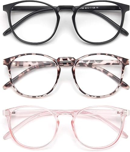 IBOANN Chic & Comfy Blue Light Glasses for Women - 3-Pack Round Frames, Screen-Ready Style with UV Protection Coating - Image 1