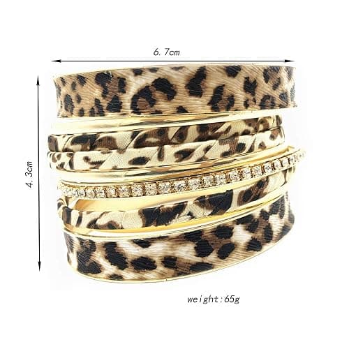 PUOSUO Leopard Bangle Bracelets for Women - Multi Layers Casual Bracelet for Women thumbnail 7