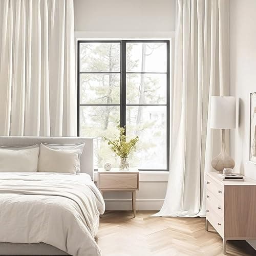 MIULEE Ivory Back Tab Blackout Curtains 120 Inch Long 2 Panels Set for Bedroom, Rod Pocket/Pinch Pleated Extra Long Thermal Insulated Living Room Darkening Light Blocking 10FT Drapes thumbnail 3
