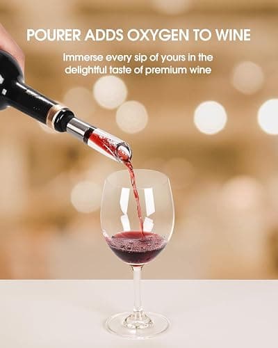 Moriank Electric Wine Opener Set with Stand, Wine Gift Set with Rechargeable Wine Opener, Wine Aerator, Vacuum Stoppers and Foil Cutter, 6-in-1 Wine Bottle Opener Set for Home Party Bar Outdoor Gift - Stainless Steel - 6 in 1 set thumbnail 6