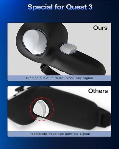 AMZDM Controller Grip for Meta Quest 3S Oculus Quest 3 VR Accessories Grips Cover for VR Touch Controllers Straps Silicone Covers Protector with Non-Slip Thumbstick Covers 1Pair Black thumbnail 4