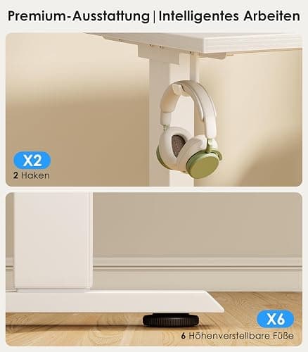 OffiGo L-förmig Höhenverstellbarer Schreibtisch, 160 x 120 cm Schreibtisch Höhenverstellbar Elektrisch, Eckschreibtisch Ergonomischer Steh-Sitz Tisch Computertisch, Weiß thumbnail 7