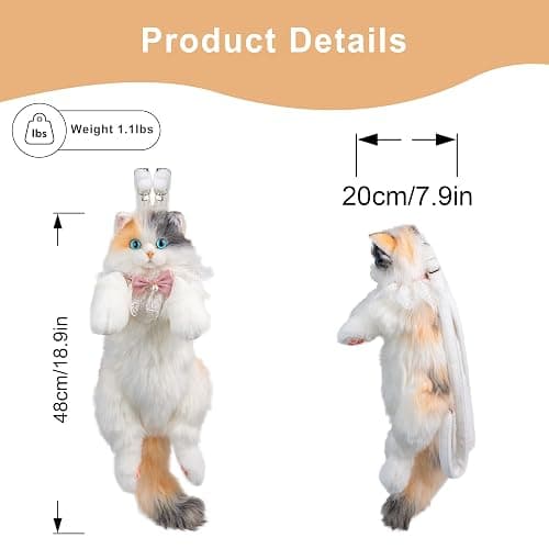 Chongker Cat Shaped Backpack - Handcrafted Stuffed Animals Plush Bag with Adjustable Shoulder, Crossbody, and Handbag Straps (Light Calico Backpack) thumbnail 9