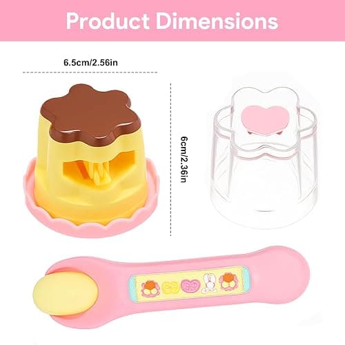 3Pcs Pudding Feeding Toy for Doll Accessories, Pink & Yellow Kitchen Dessert Simulation Set with Pudding, Storage Jar and Spoon, Educational Toy for Imaginative Play, Role-Playing Toys for Girls Boys thumbnail 3