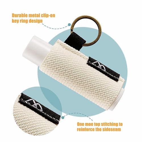 WK IEASON Lip Balm Holder Keychain with Clip, Tight-knit Elastic Chapstick Sleeve not Neoprene Sleeve (Blackx3) thumbnail 3