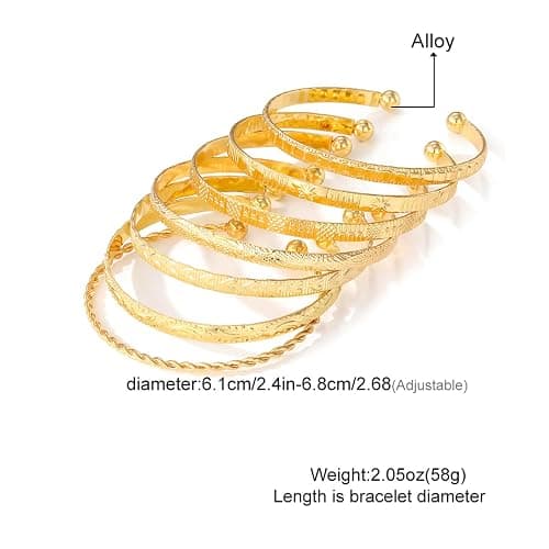 IFKM Gold Bangles Bracelets for Women Girls 14k Gold Plated Multi Layer Stackable Cuff Bracelet Set thumbnail 8