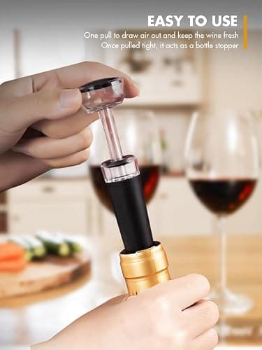 Rechargeable Electric Wine Gift Set - Aerator, Vacuum Stoppers, Foil Cutter and Bottle Opener for Home Bar and Outdoor Parties thumbnail 2