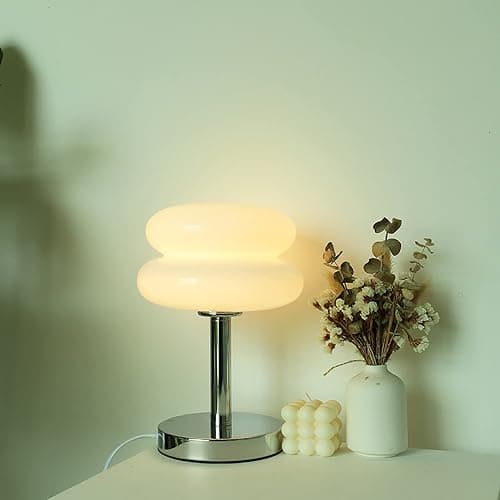 ASMSW Modern Small Table Lamp Dimmable Bedside Lamp 7W Cute Egg Tart Nightstand Lamp Table Light Fixture Simple Style Led Desk Lamp for Bedside Bedroom Living Room - Image 1