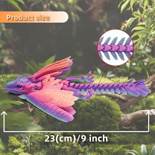 SGYYSG Feathered Wyvern Dragon,3D Printed Dragon, Articulated Dragon with Wings, 3D Printed Toys, Desktop Pet - Indulge in The Enchanting Realm of Dragons (Rainbow Noctilucent) thumbnail 3