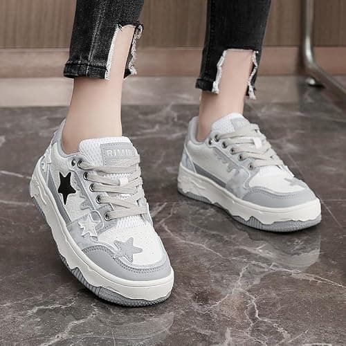 Star Shoes Walking Sneakers for Women - Chunky Platform Y2K Aesthetic Cute Stars Comfort Support US 4-8 thumbnail 2